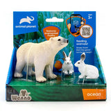 3 Pcs Polar Bear & Arctic Hares In Open Touch Box - Kiddy Zone