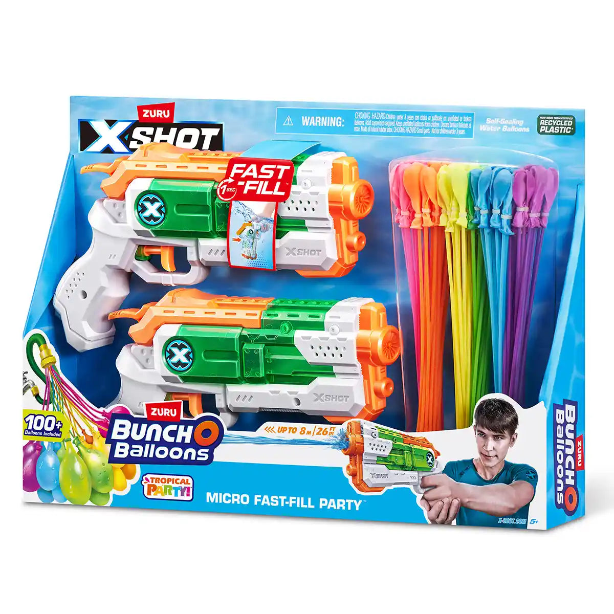 X-Shot Water Combo [2xMicro Fast Fill + 3xTropical Party BOB]