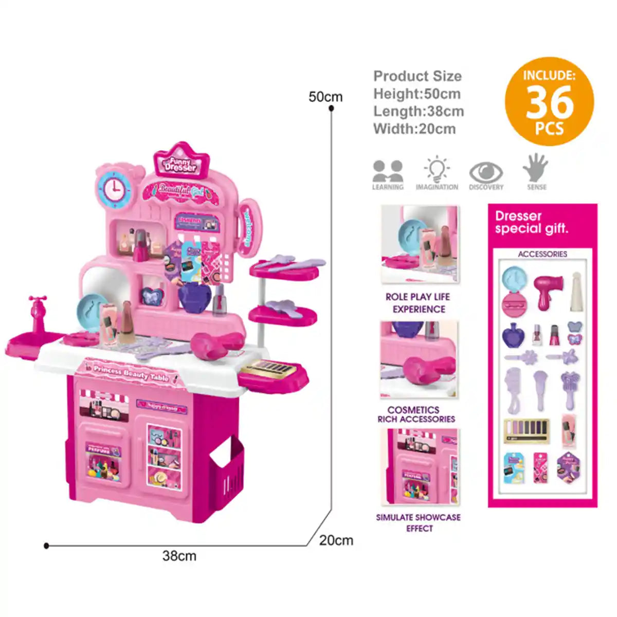 Beauty Dresser With 36pcs Accessories 3yrs+