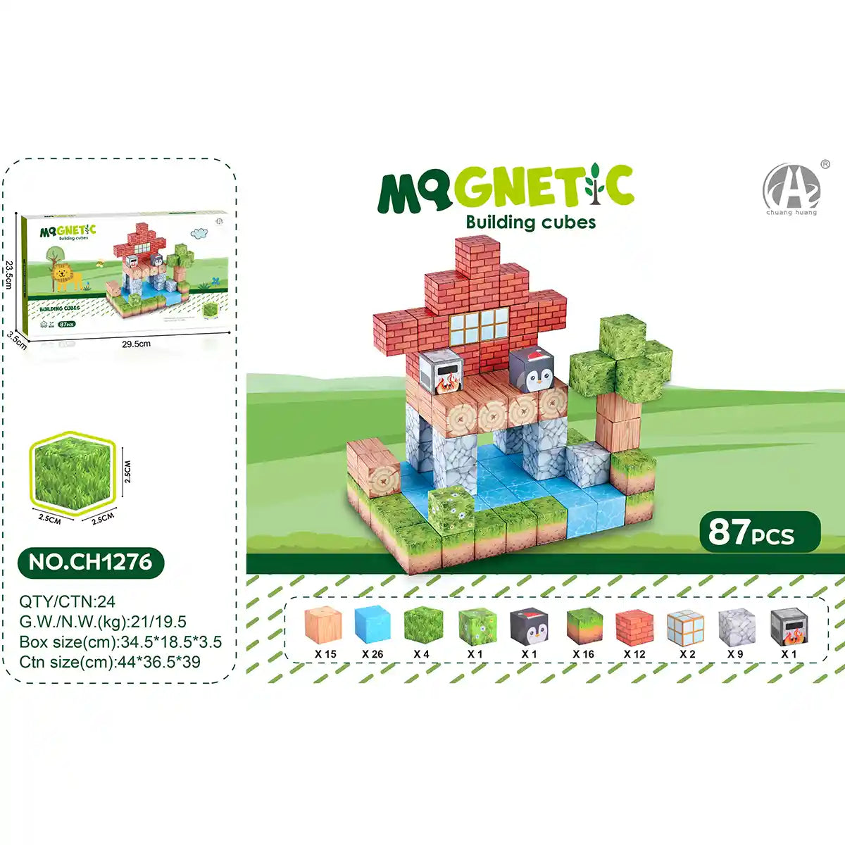 Magnetic Cubes Forest theme 2.5CM 87PCS 3yrs+