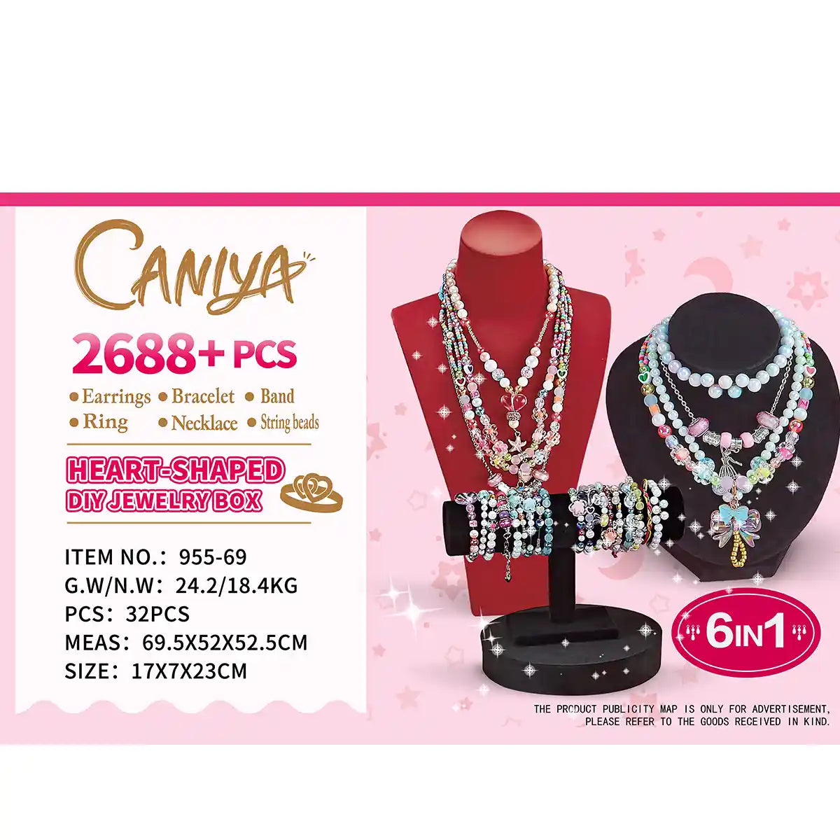 Caniya Diy Jewelry Box Heart-Shaped 6in1 yrs6+