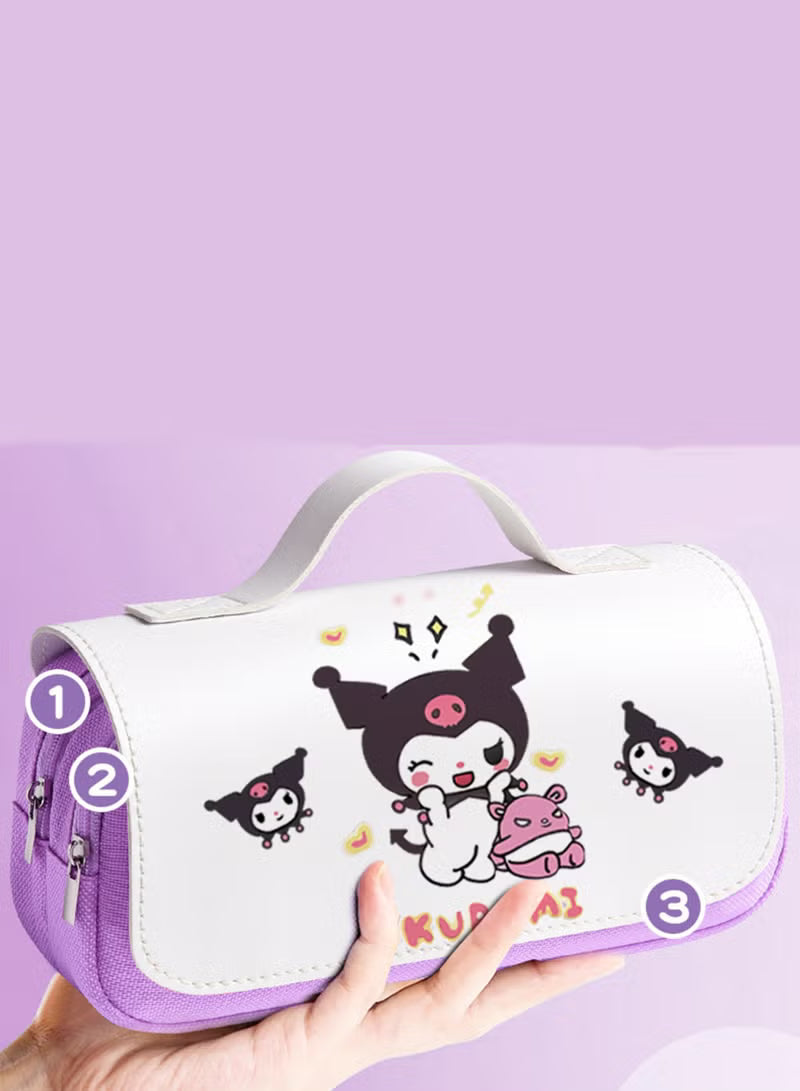 KUROMI 3 ZIPPER PENCIL CASE - Kiddy Zone