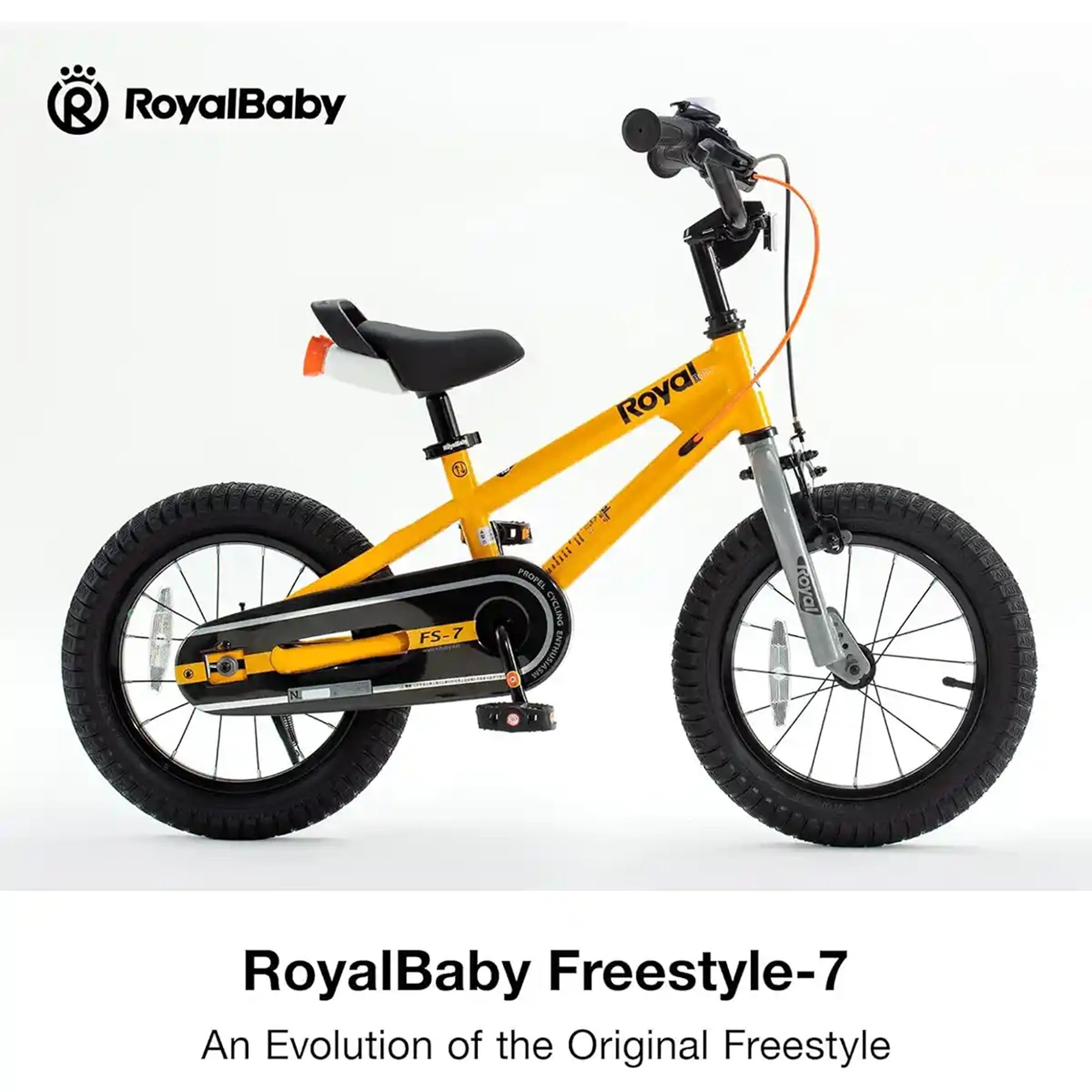 RB14B-6P CHILDREN BICYCLE 7TH FREESTYLE 14 INCH YELLOW - Kiddy Zone