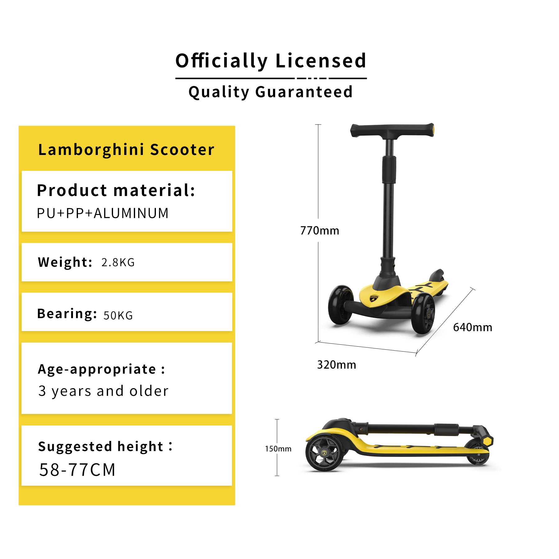 Lamborghini Scooter-Yellow - Kiddy Zone