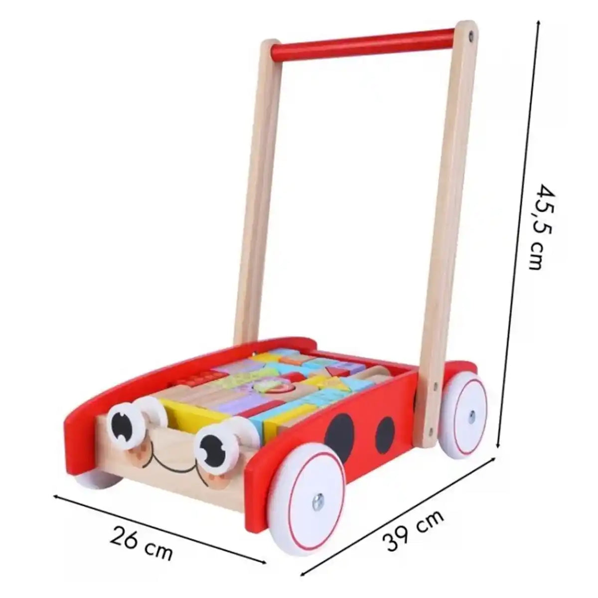 Edufun Wooden Ladybird baby walker with blocks(40pc) 1-3YRS