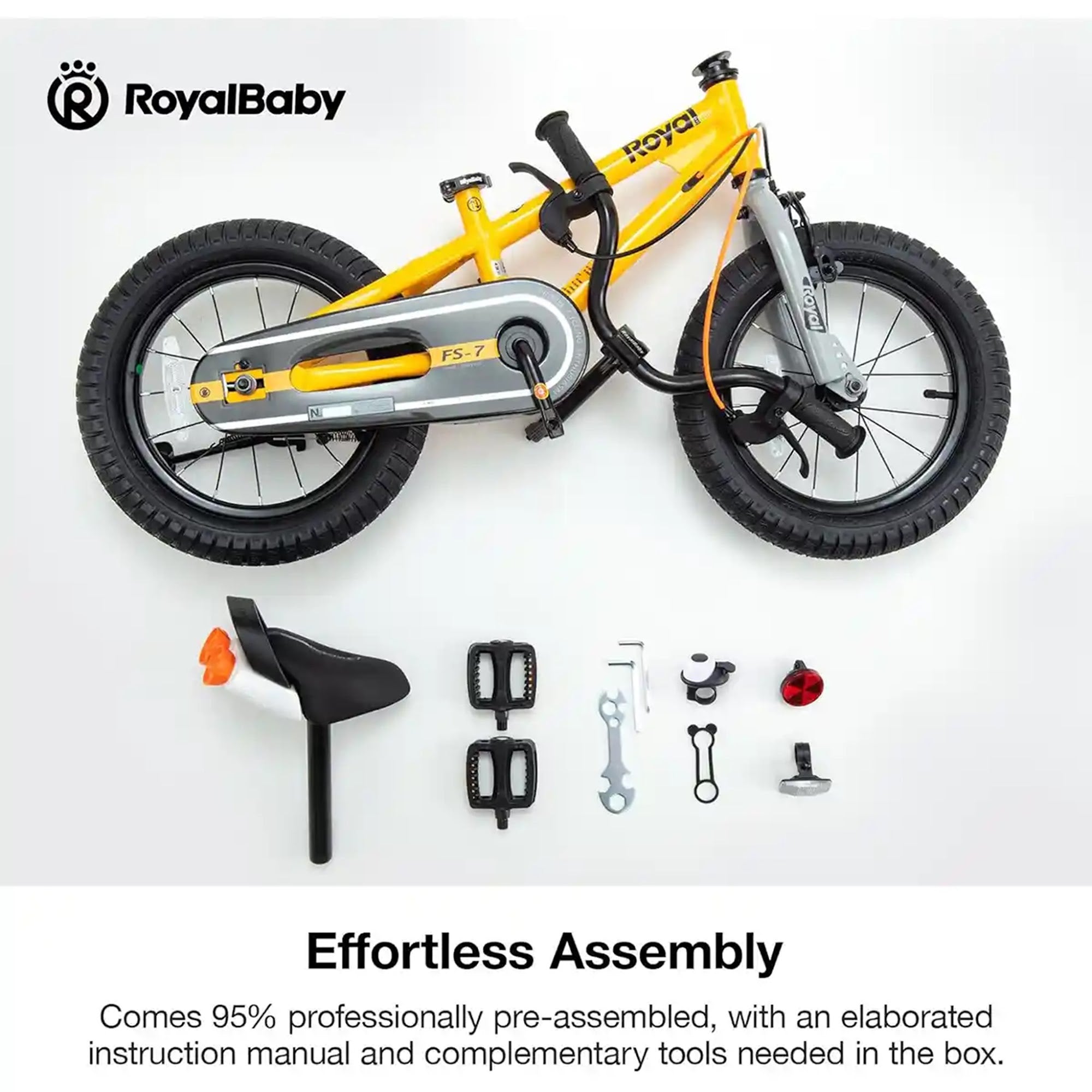 RB14B-6P CHILDREN BICYCLE 7TH FREESTYLE 14 INCH YELLOW - Kiddy Zone
