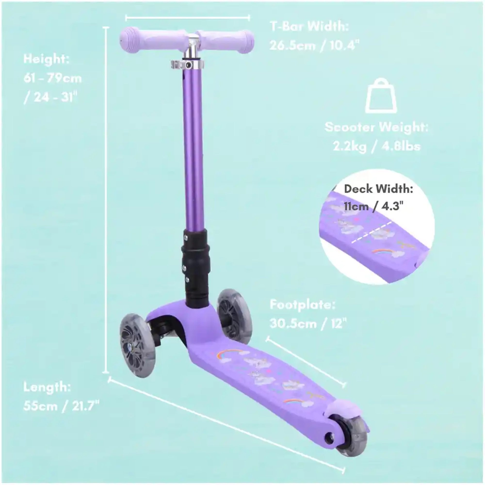 BoldCube 3 Wheel Scooter Folding Teeny Fairytale (Lilac)