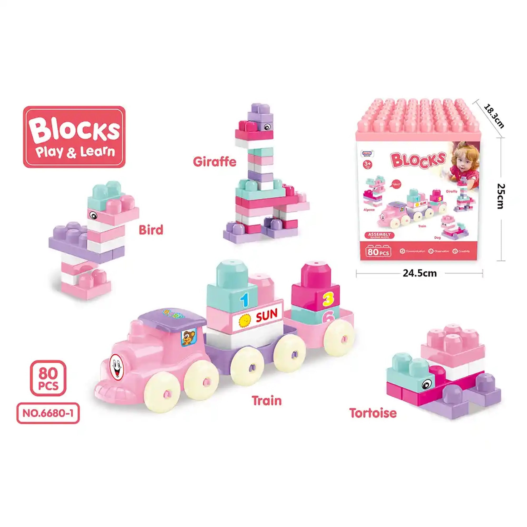 ANIMALS BUILDING BLOCKS FOR GIRLS (80 PCS) AGE- 3YRS+ - Kiddy Zone