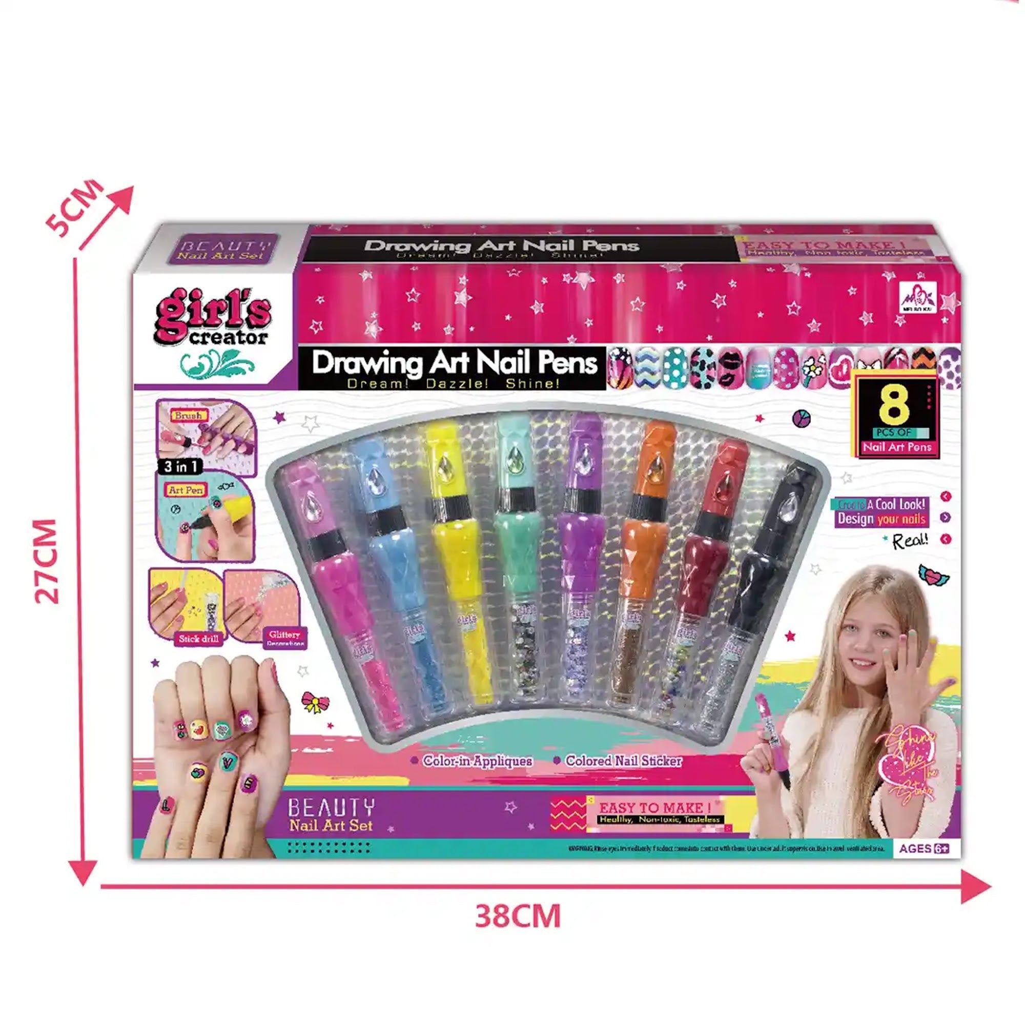 3 IN 1 NAIL ART  PEN SET  6YRS+