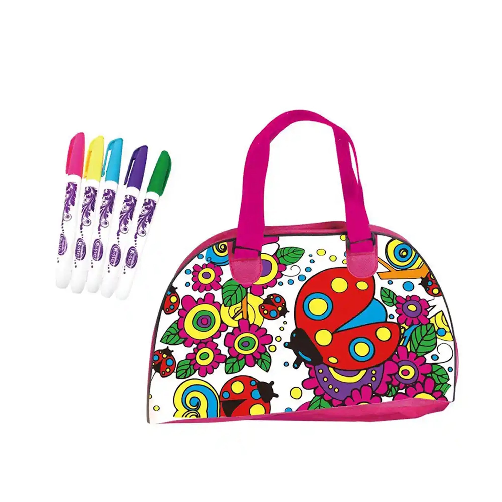 SEVEN STAR LADYBUG - DIY PAINTED WATERCOLOR HANDBAG (5 COLOR WASHABLE PEN) 6YRS+ - Kiddy Zone