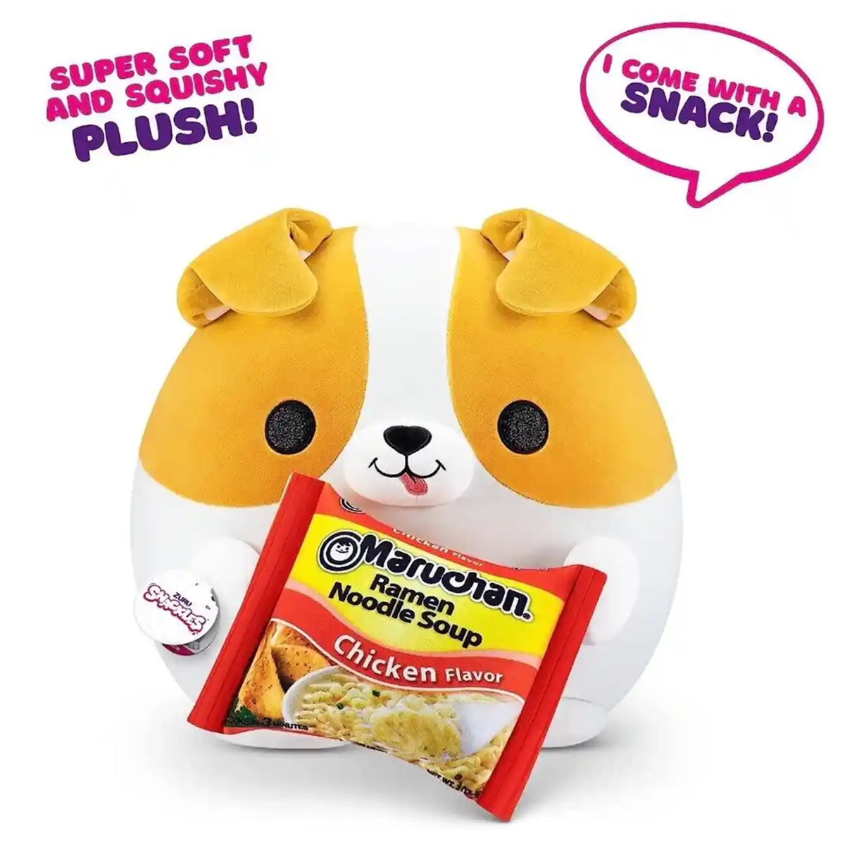 Snackles Medium - Corgi holding PLUSH Maruchan Ramen Noodle Soup Chicken 3 OZ - Kiddy Zone
