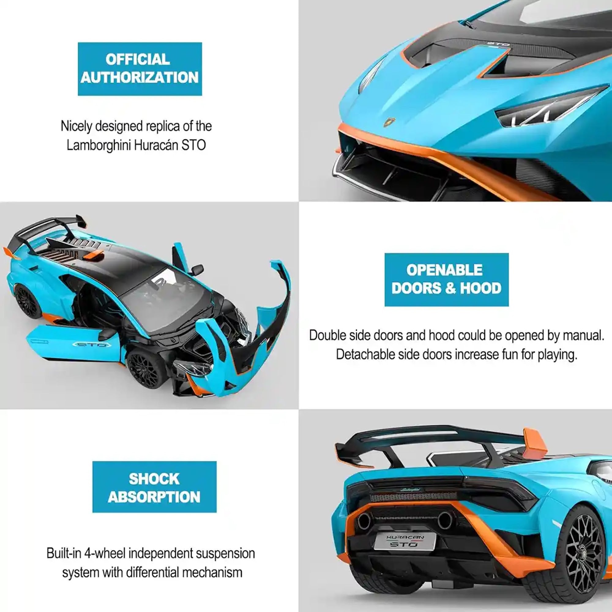 RASTAR R/C 1:14 Lamborghini Huracan STO - Blue - Kiddy Zone