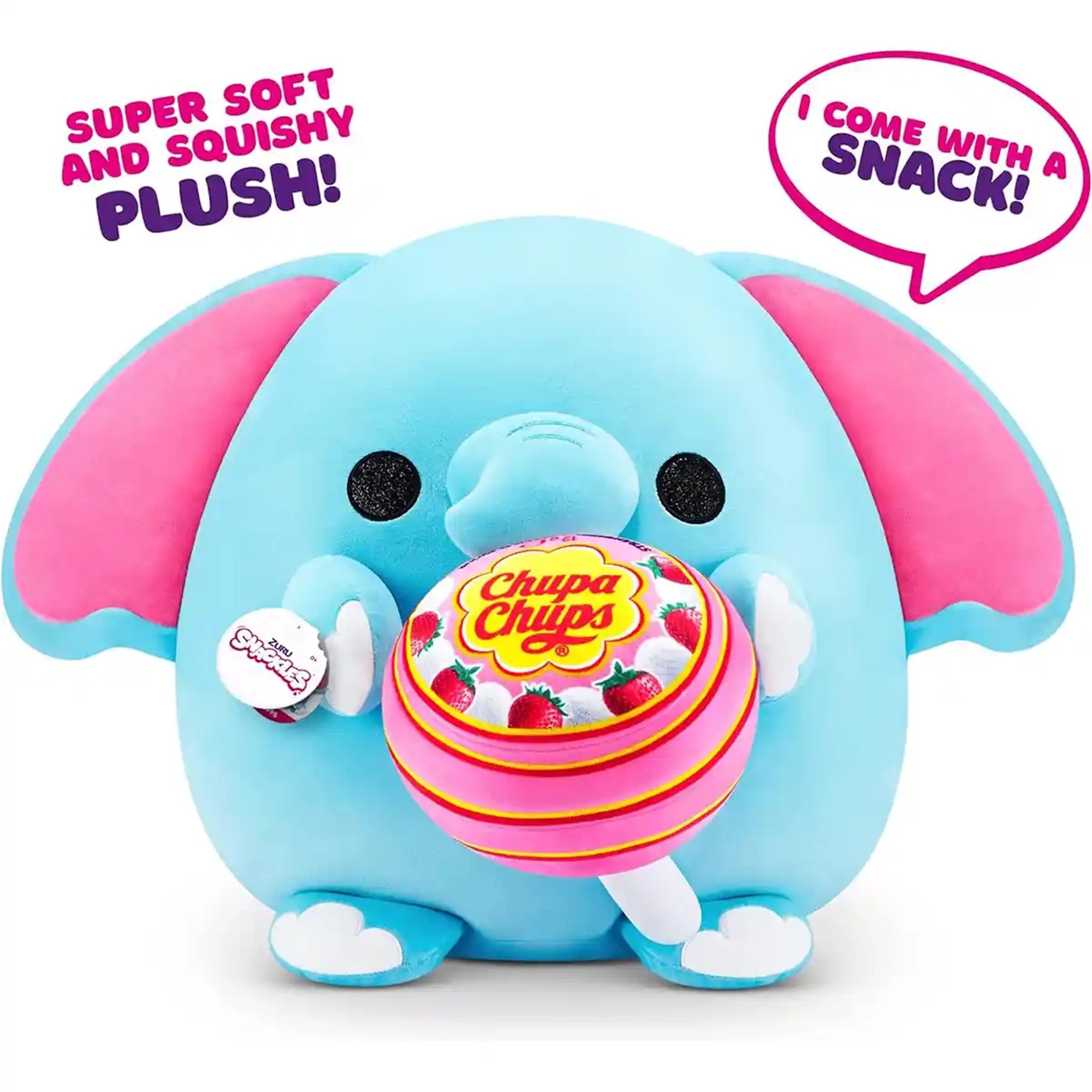 Snackles Medium - Elephant holding PLUSH Chupa Chups Lollilop - Kiddy Zone