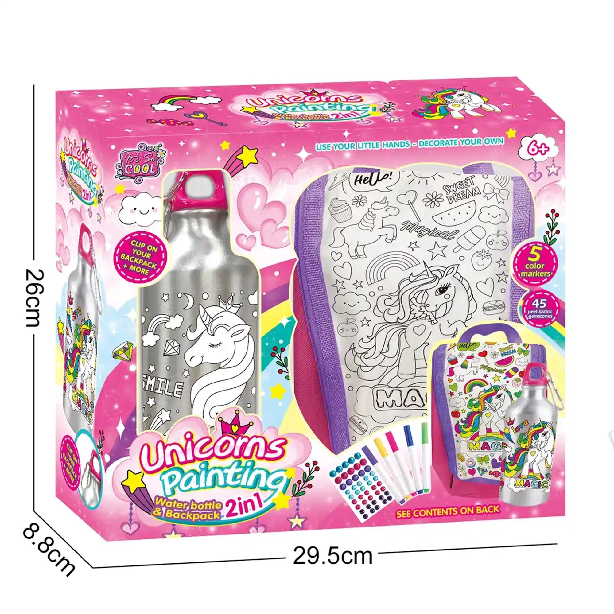UNICORN SERIES -2-IN-1 GRAFFITI WATER BOTTLE+HANDBAG 3YRS+