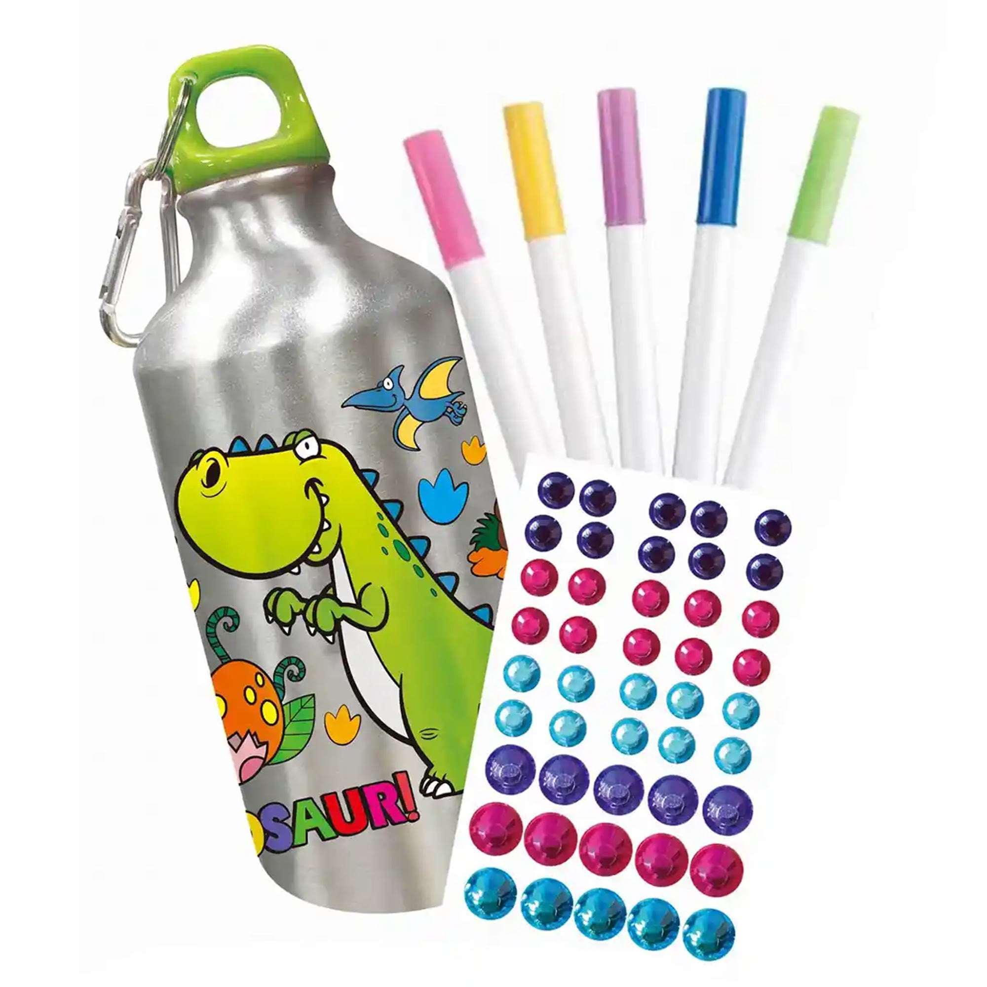 DIY DINOSAUR GRAFFITI WATER BOTTLE (500ML 5-COLOR WATERCOLOR PEN) 6YRS+