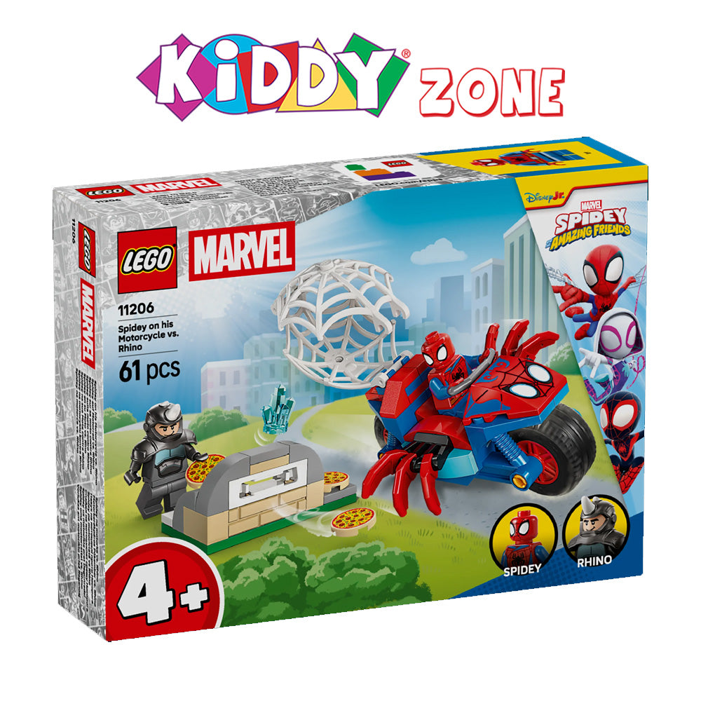LEGOÃÂ® ÃÂ Marvel Spidey And His Amazing Friends Spidey on his Motorcycle vs. Rhino 11206 - Kiddy Zone