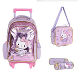 HELLO KITTY Trolley Bag 2 Main Compartments and 2 Side Pockets 16" W/ LUNCH BAG&PENCIL CASE - Kiddy Zone