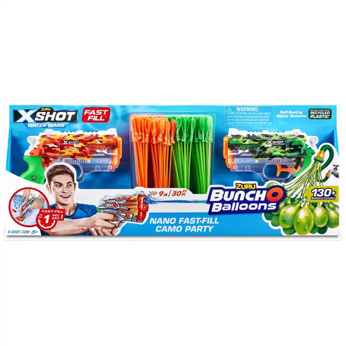 X-Shot BOB Camo Party 2 Nano Fast Fill, 4 Bunch O Balloons - Kiddy Zone