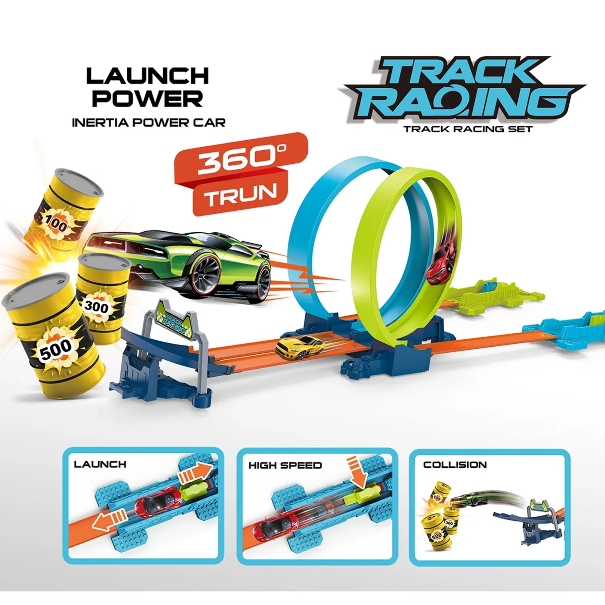 Alloy catapult rail car - accessories 24pcs 6yrs+ - Kiddy Zone