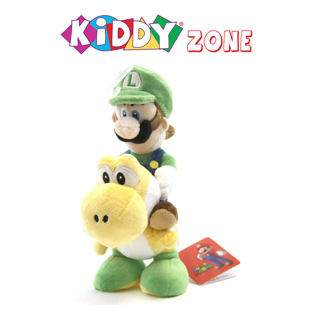 Sanei Officieel gelicentieerd Super Mario Plush 9" Luigi Riding on Yoshi - Kiddy Zone