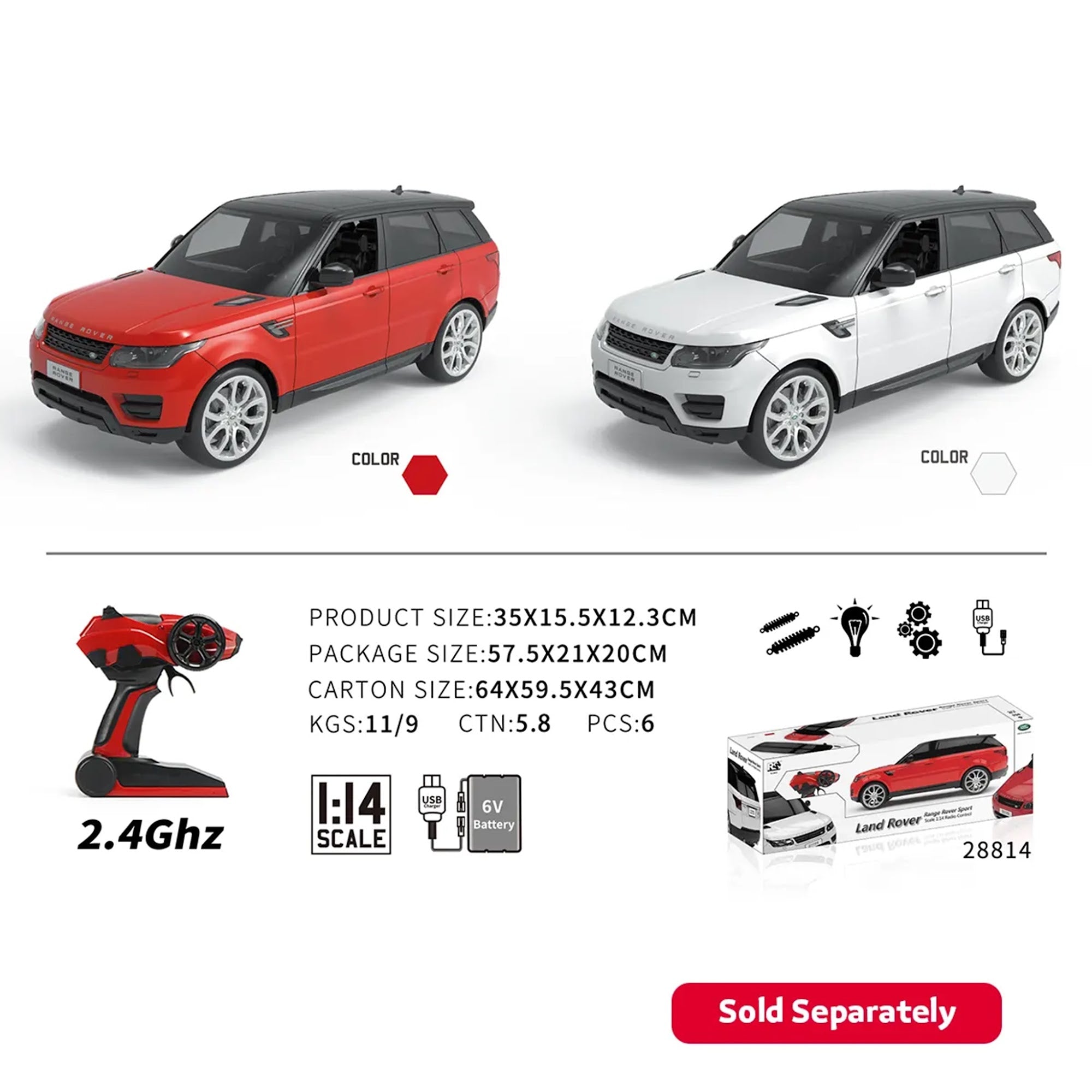 1:14 4-CH 2.4GHz RANGE ROVER RC CAR with battery 6YRS+ - Kiddy Zone
