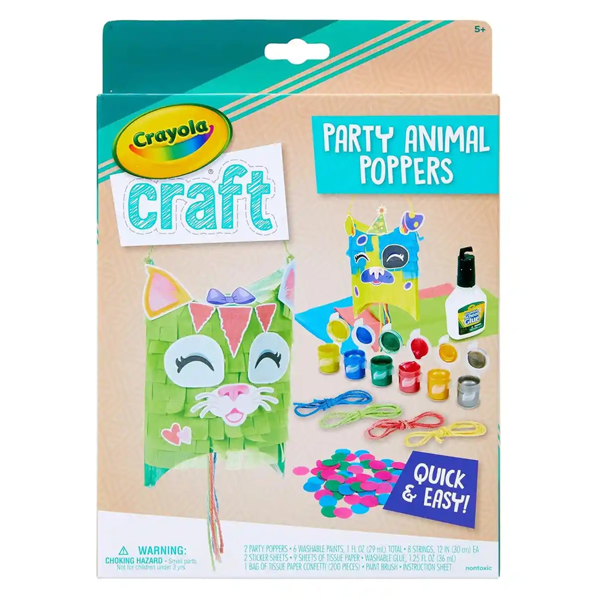 CRAFT,ANIMAL PARTY POPPERS,12PK