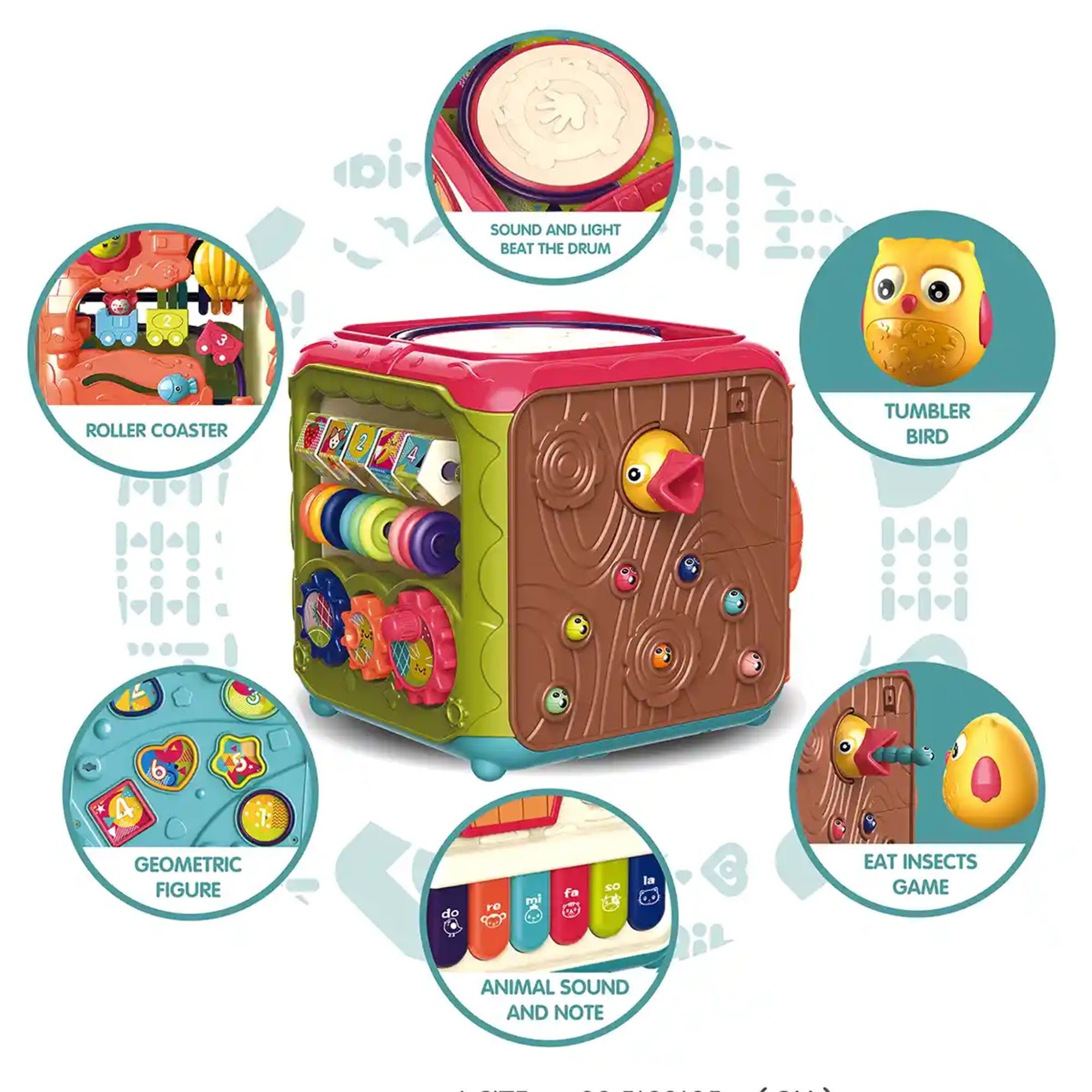 Magic Box 6 in 1 Electric Magic Puzzle Box Set Music Hand Drum Activity Cube For 3YRS+