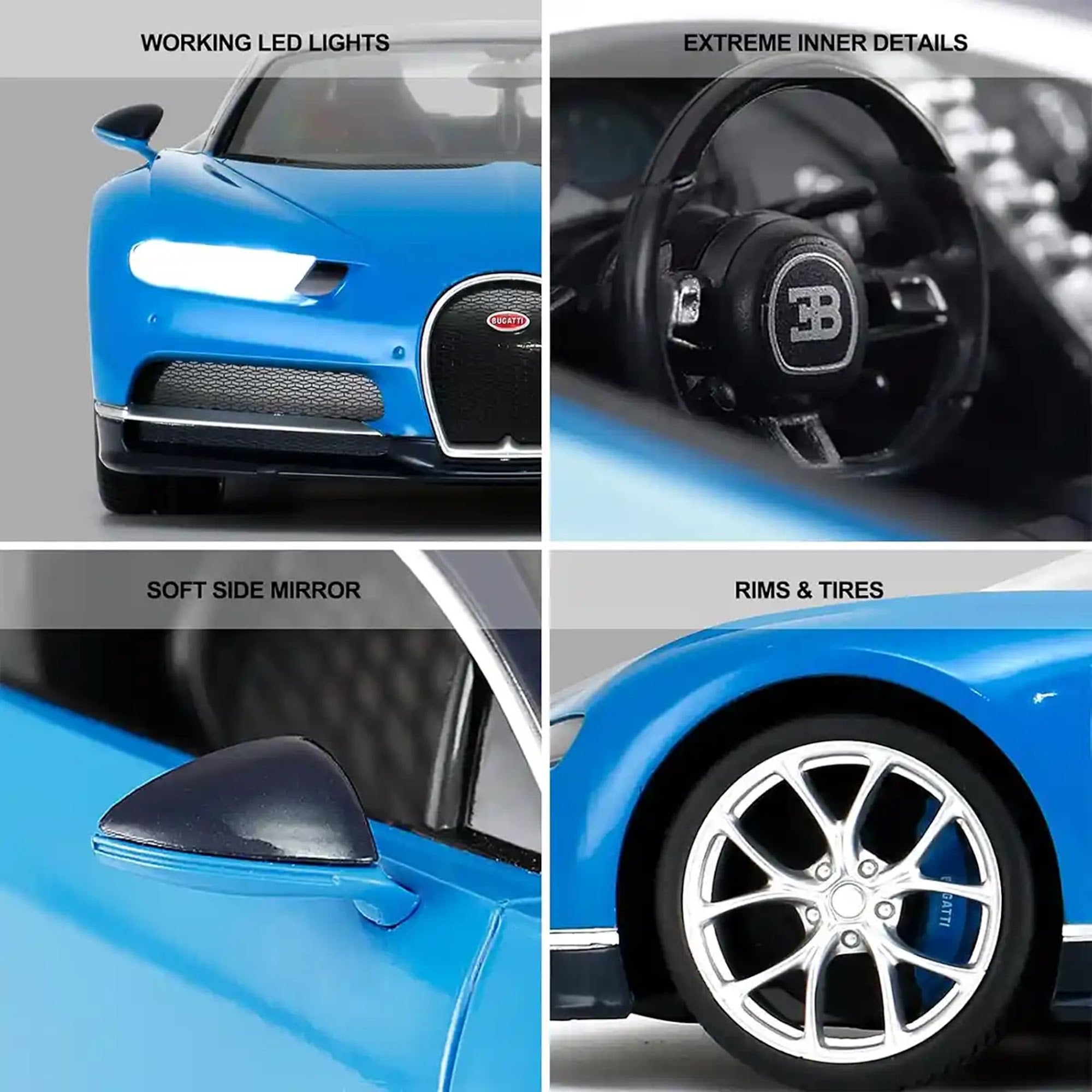 RASTAR 1:14 Bugatti Chiron - Black/Blue/Red