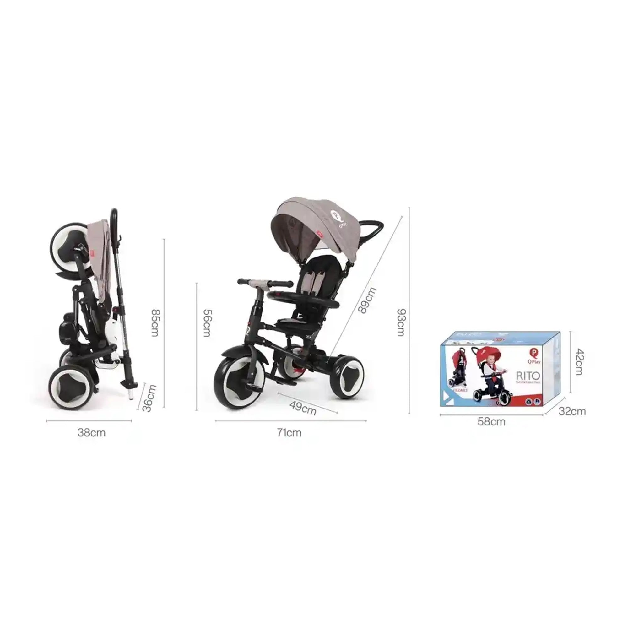 QPLAY RITO  folding trike red 10M-5Yrs old - Kiddy Zone