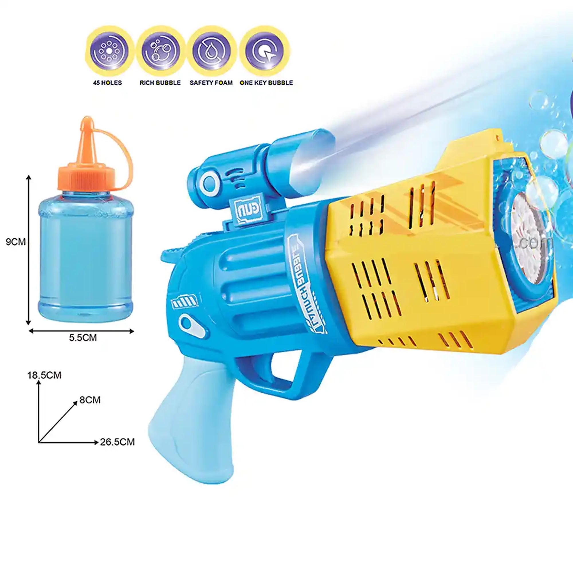 AUTOMATIC LIGHT REVOLVER BUBBLE GUN (NEW COLOR) 3YRS+ - Kiddy Zone