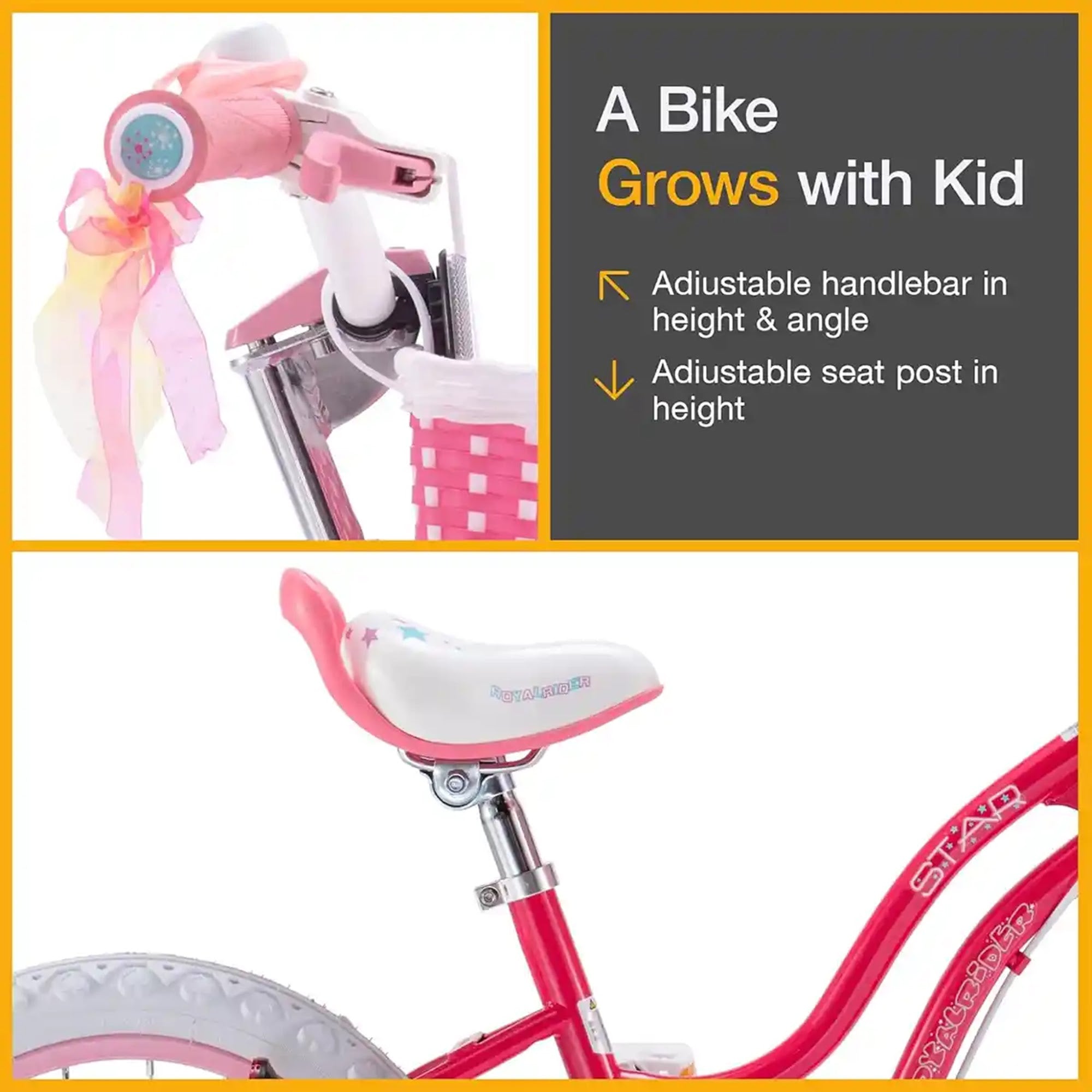 RB12G-1 STAR GIRL KIDS BIKE 12 INCH Pink - Kiddy Zone