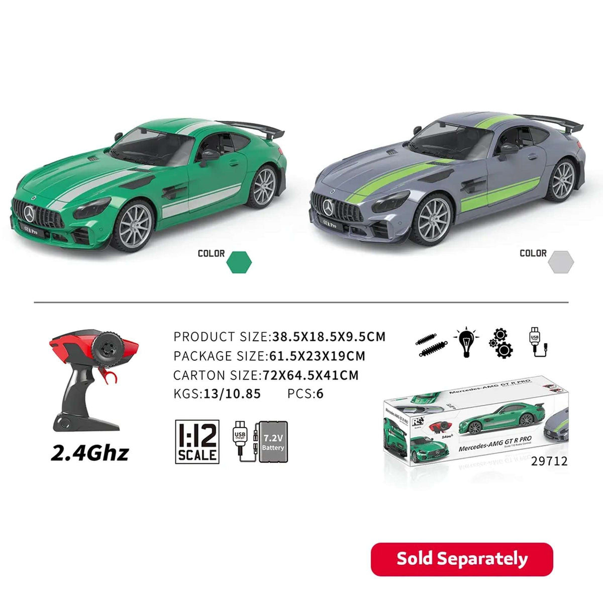 1:12 4-CH 2.4GHz MERCEDES RC CAR with battery 6YRS+