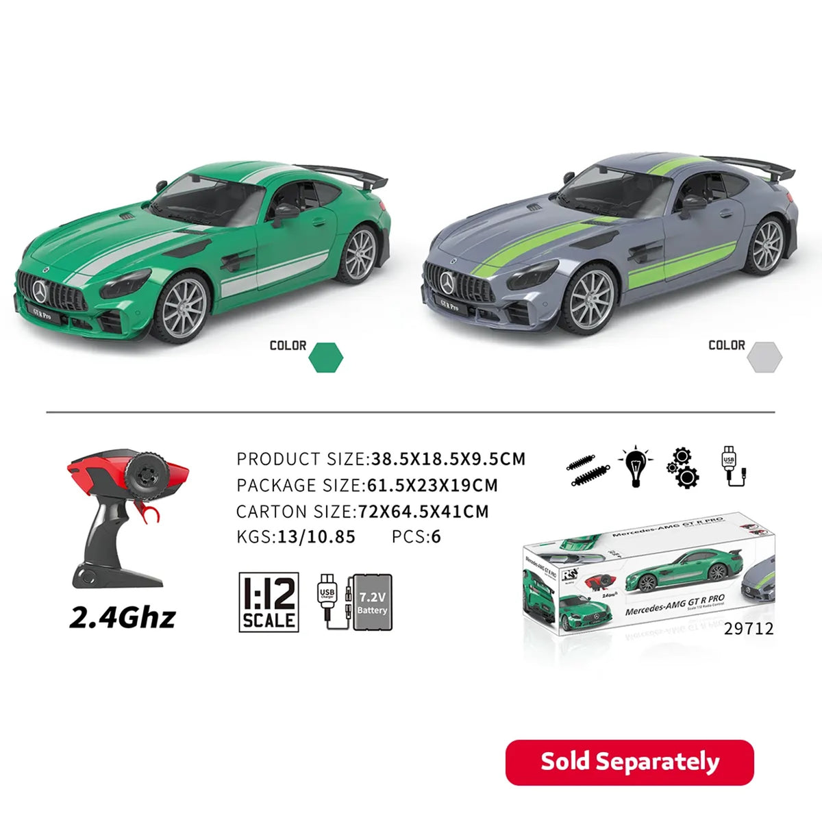 1:12 4-CH 2.4GHz MERCEDES RC CAR with battery 6YRS+