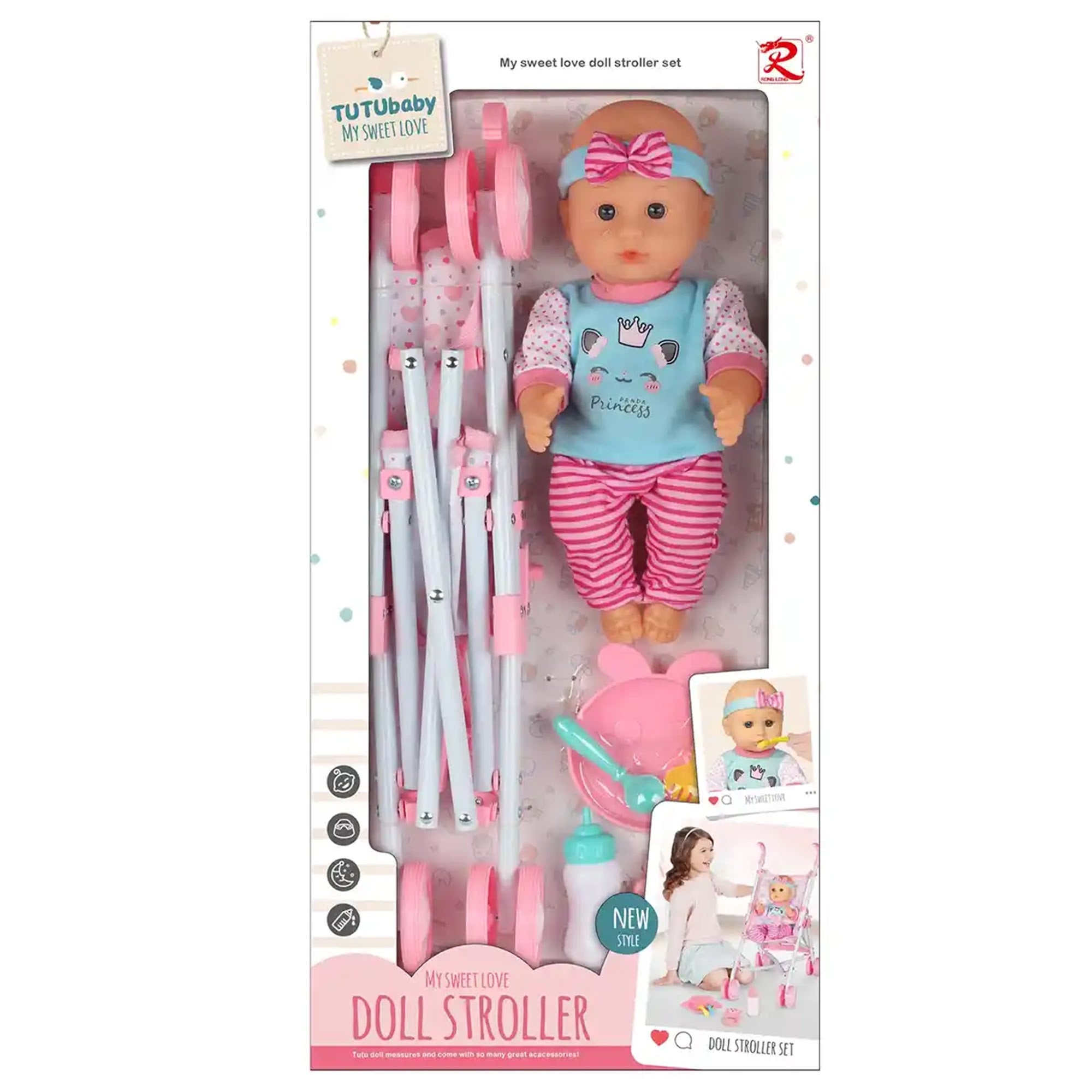 Tutu Babby Doll, my sweet love with stroller - blue - Kiddy Zone