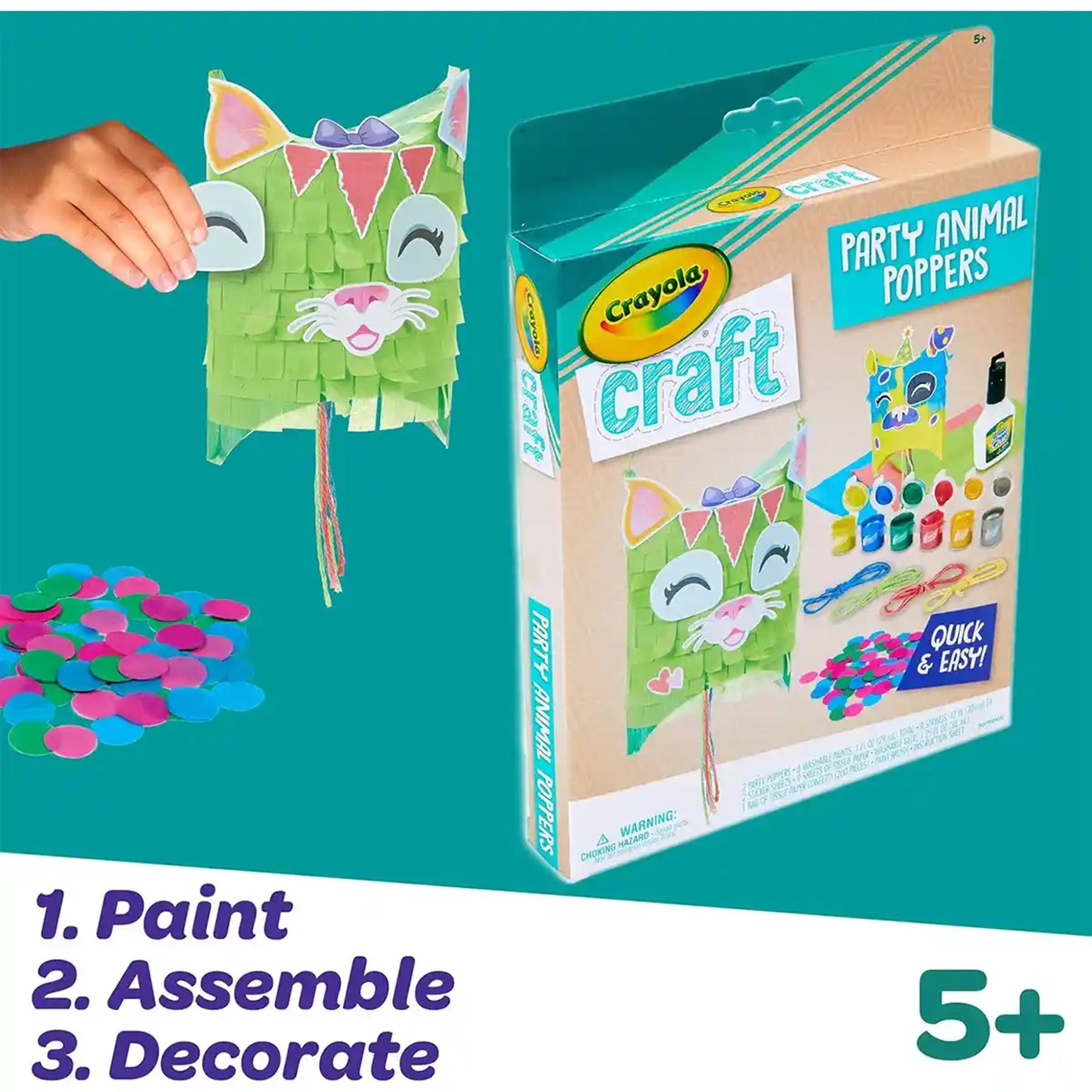 CRAFT,ANIMAL PARTY POPPERS,12PK