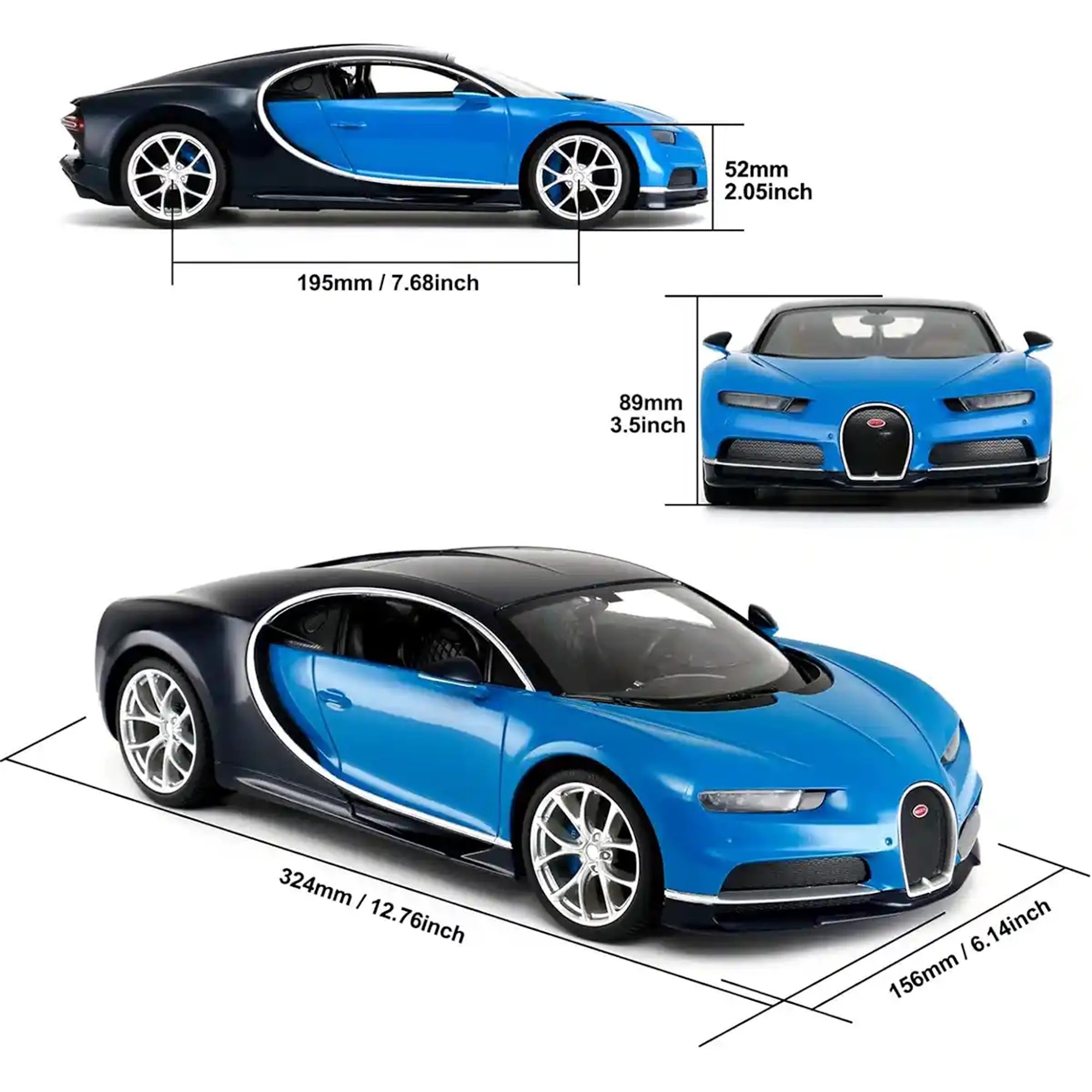 RASTAR 1:14 Bugatti Chiron - Black/Blue/Red