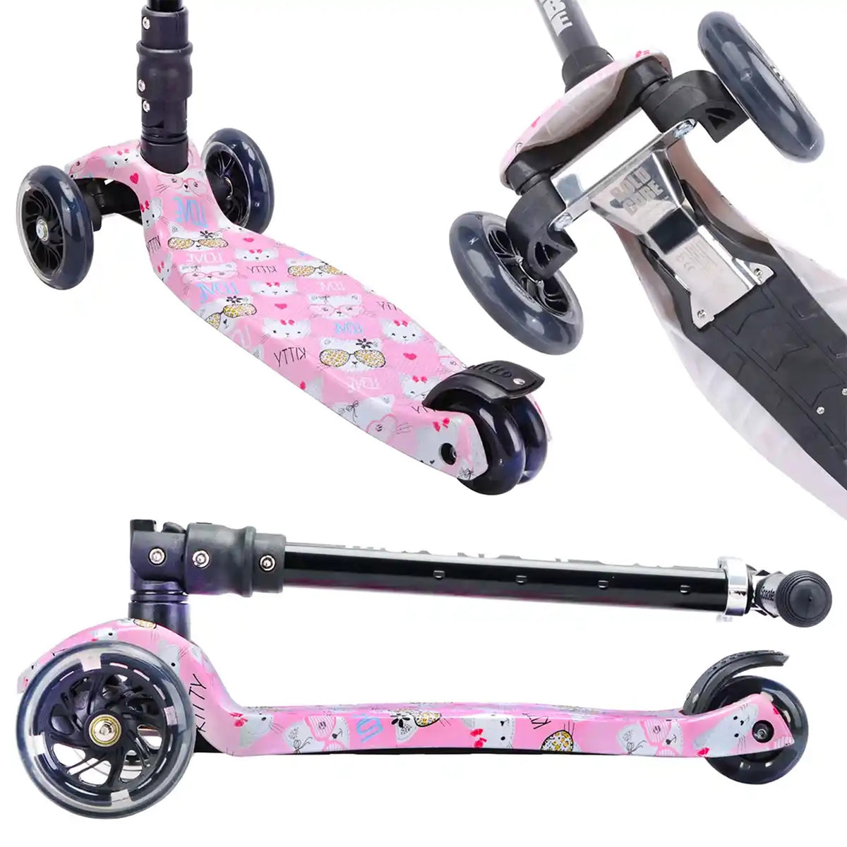 BoldCube 3 Wheel Scooter Big Fold Kitty Love