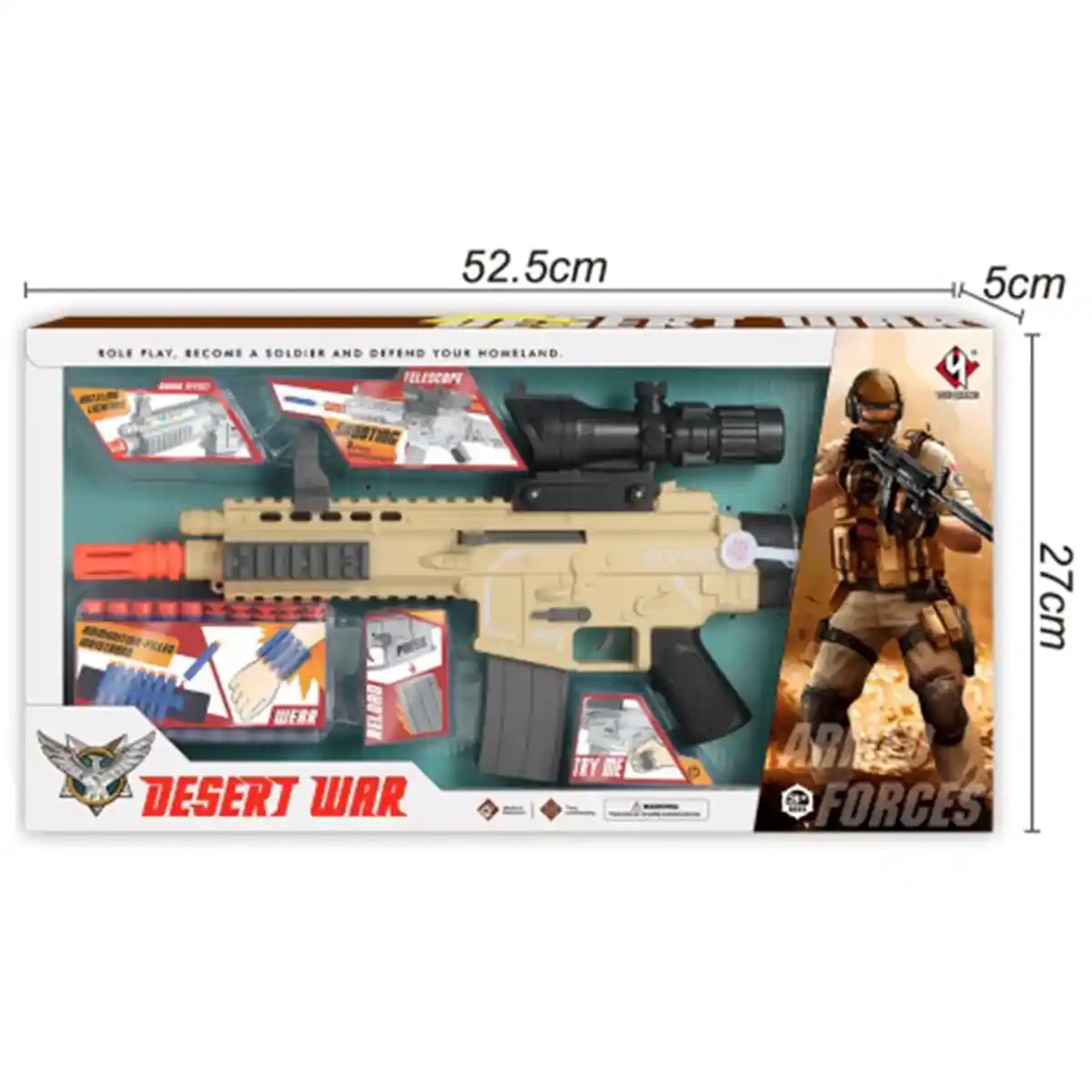 Desert War Gun with Sound, light, vibration - Kiddy Zone