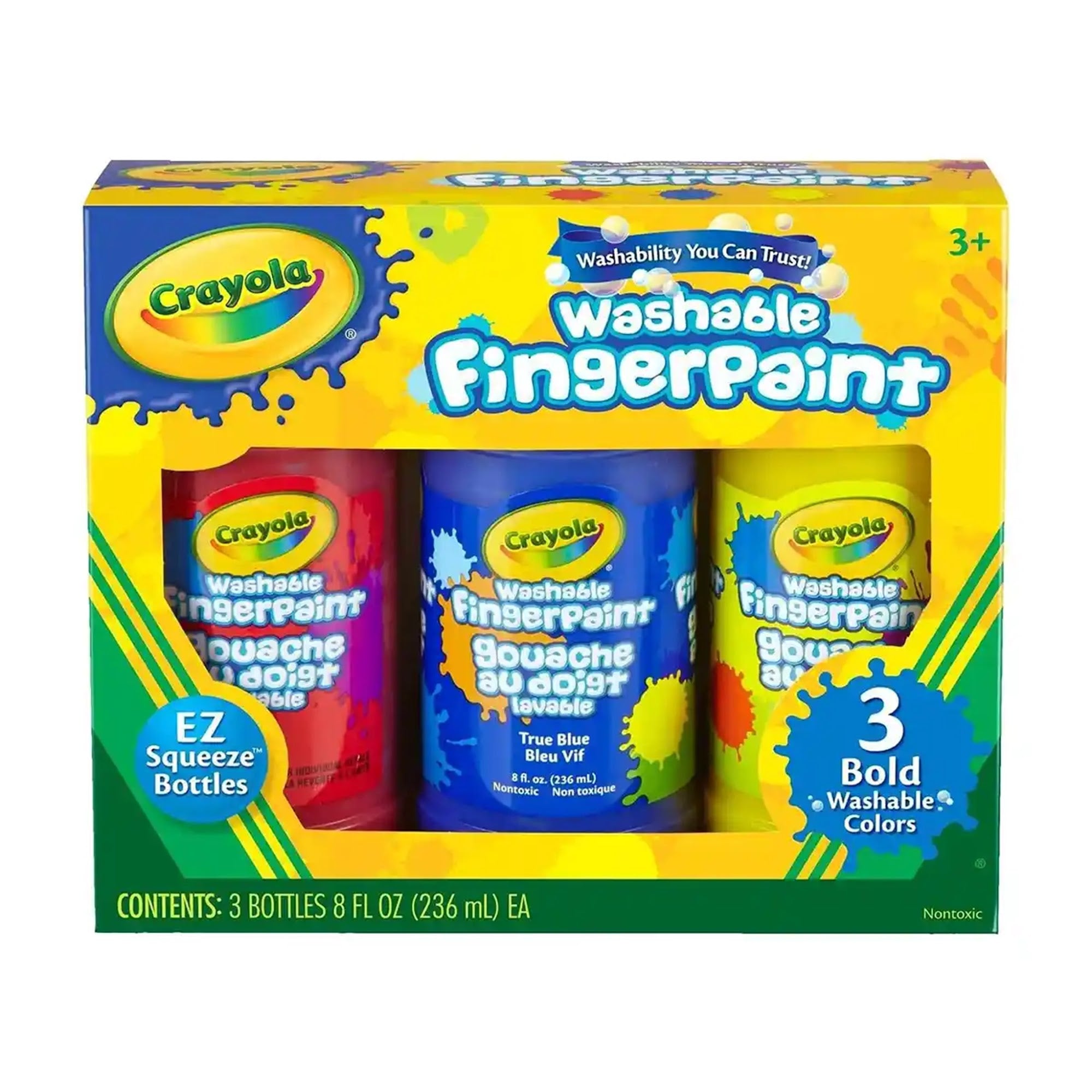 Crayola 3 8-Oz. Washable Fingerpaint Bold Colors - Kiddy Zone