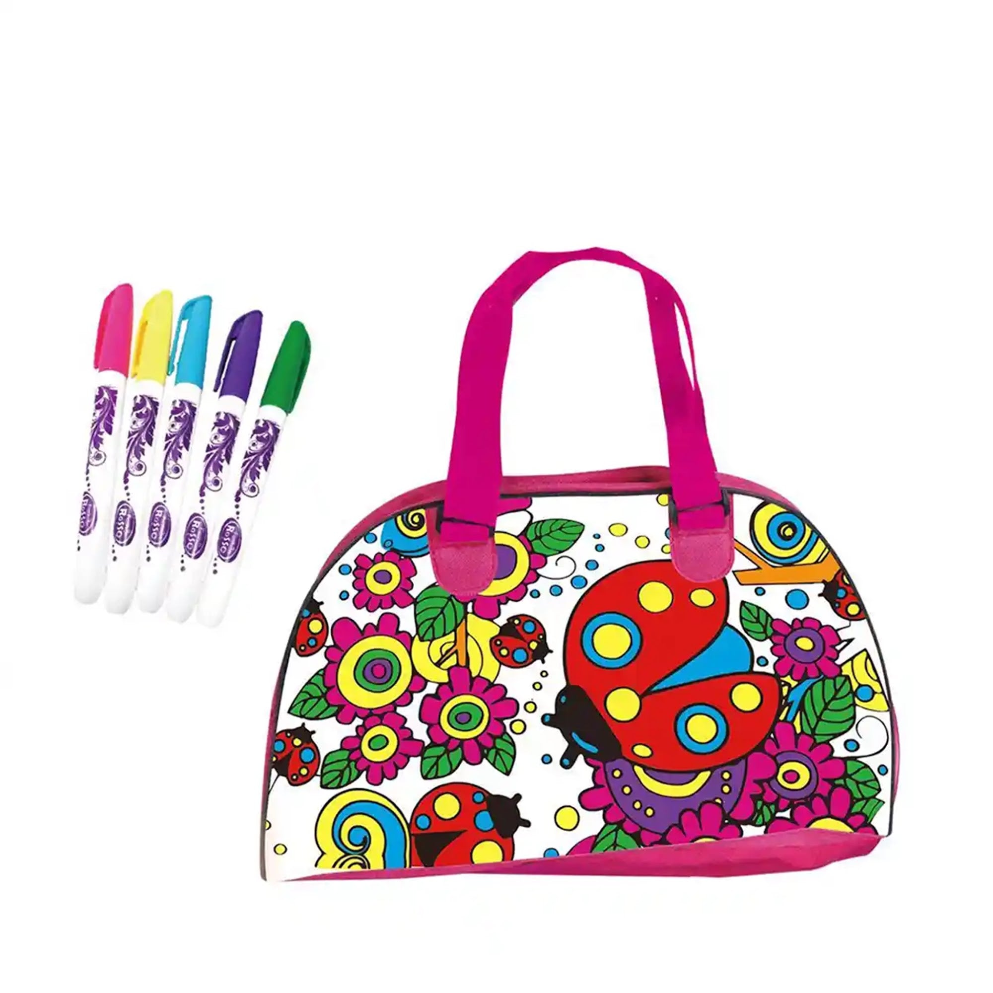 SEVEN STAR LADYBUG - DIY PAINTED WATERCOLOR HANDBAG (5 COLOR WASHABLE PEN) 6YRS+ - Kiddy Zone