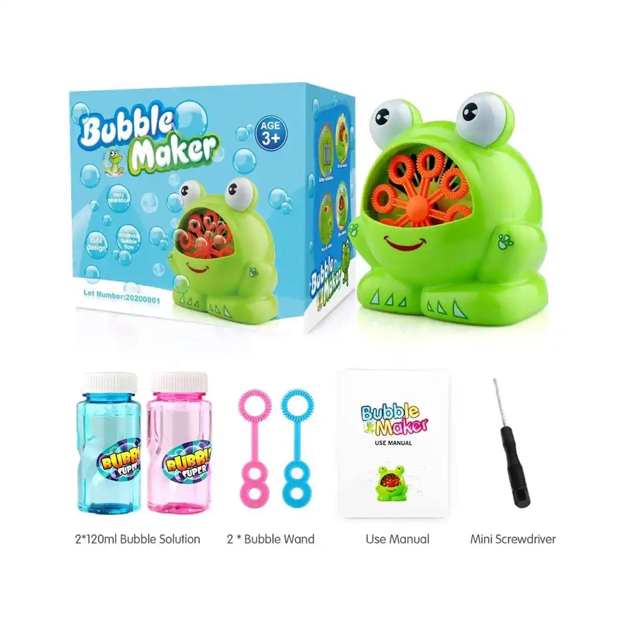 ELECTRIC HAND OPERATED FUN FROG  BUBBLE MACHINE 3YRS+ - Kiddy Zone