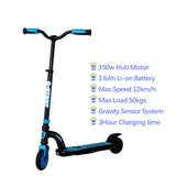 G-Start electric scooter with 24V, 3.6Ah lithium battery, 150watt motor and gravity sensor.blue - Kiddy Zone