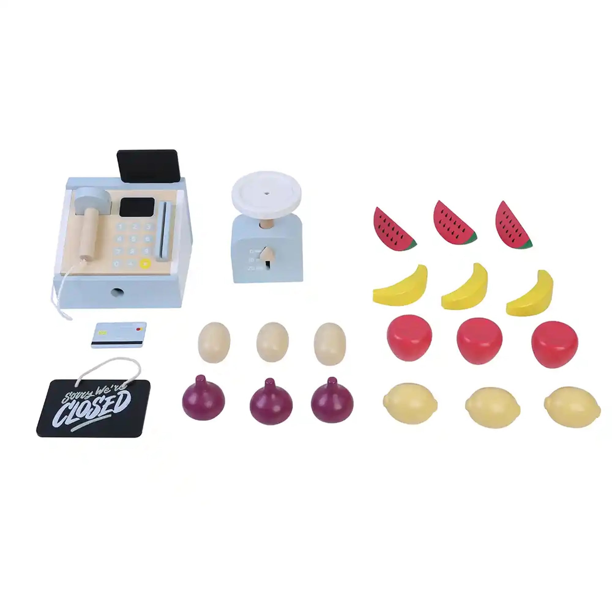 Edufun Wooden Farmer Shop (w cashier,scale and 18 fruits)