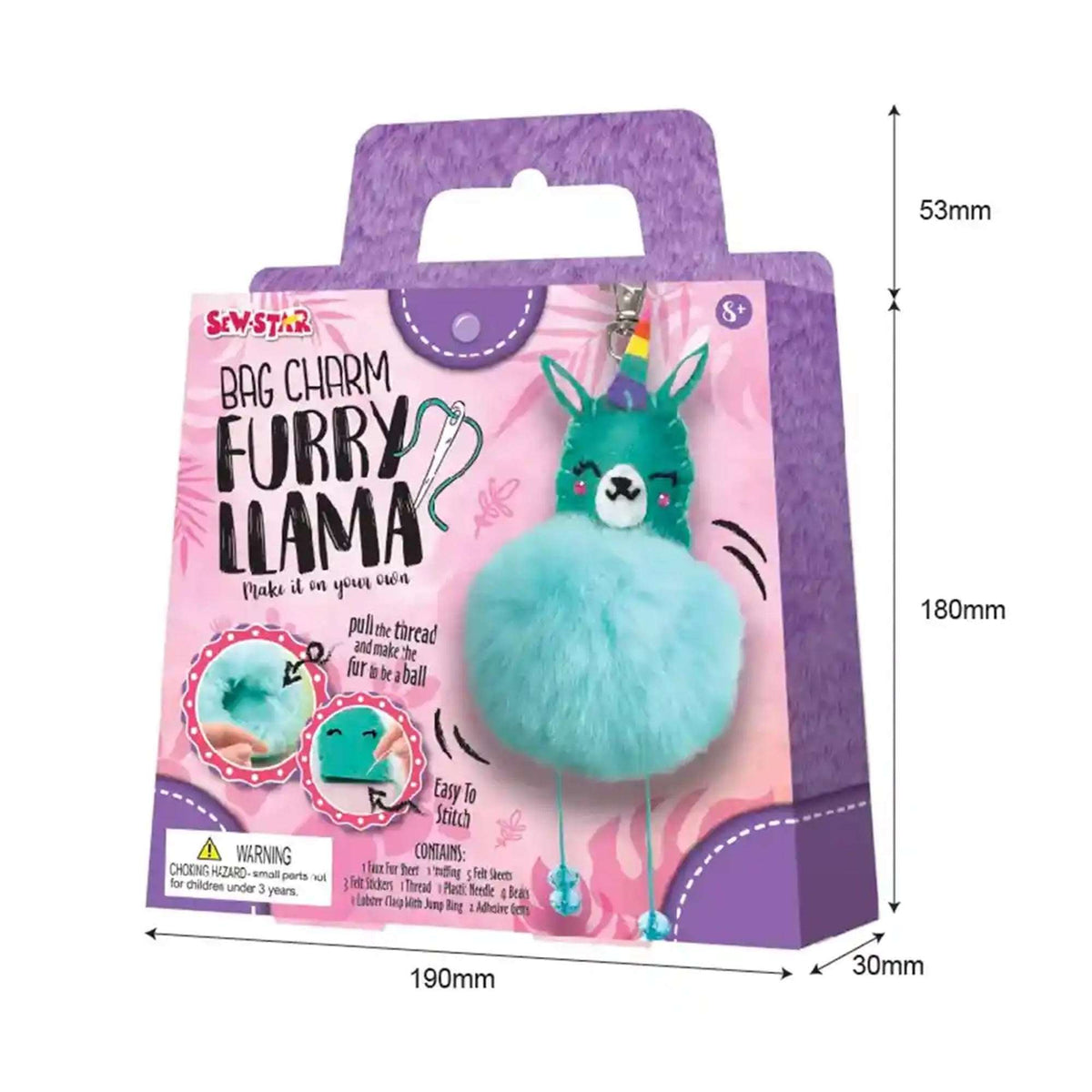 BAG CHARM-FURRY LLAMA