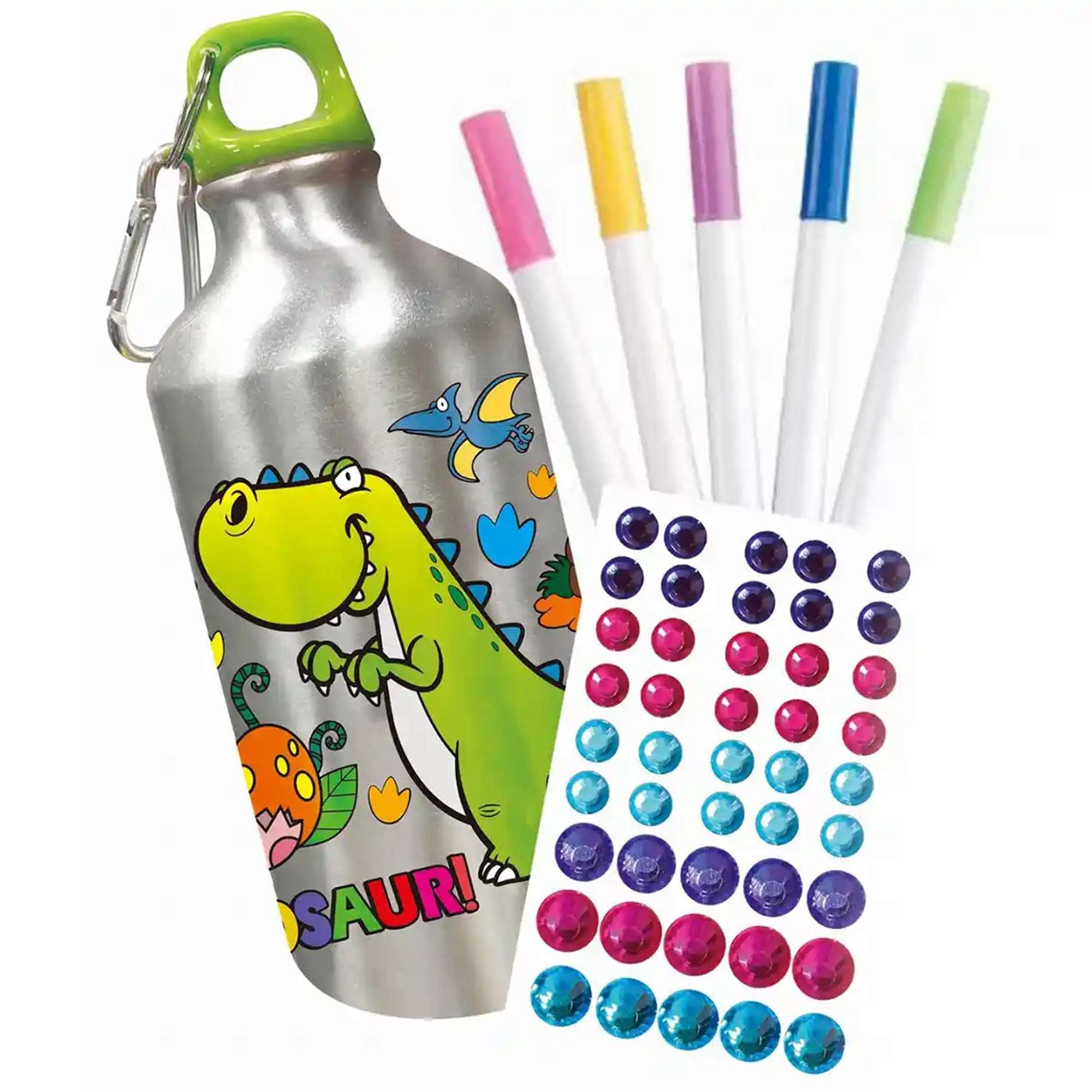 DIY DINOSAUR GRAFFITI WATER BOTTLE (500ML 5-COLOR WATERCOLOR PEN) 6YRS+
