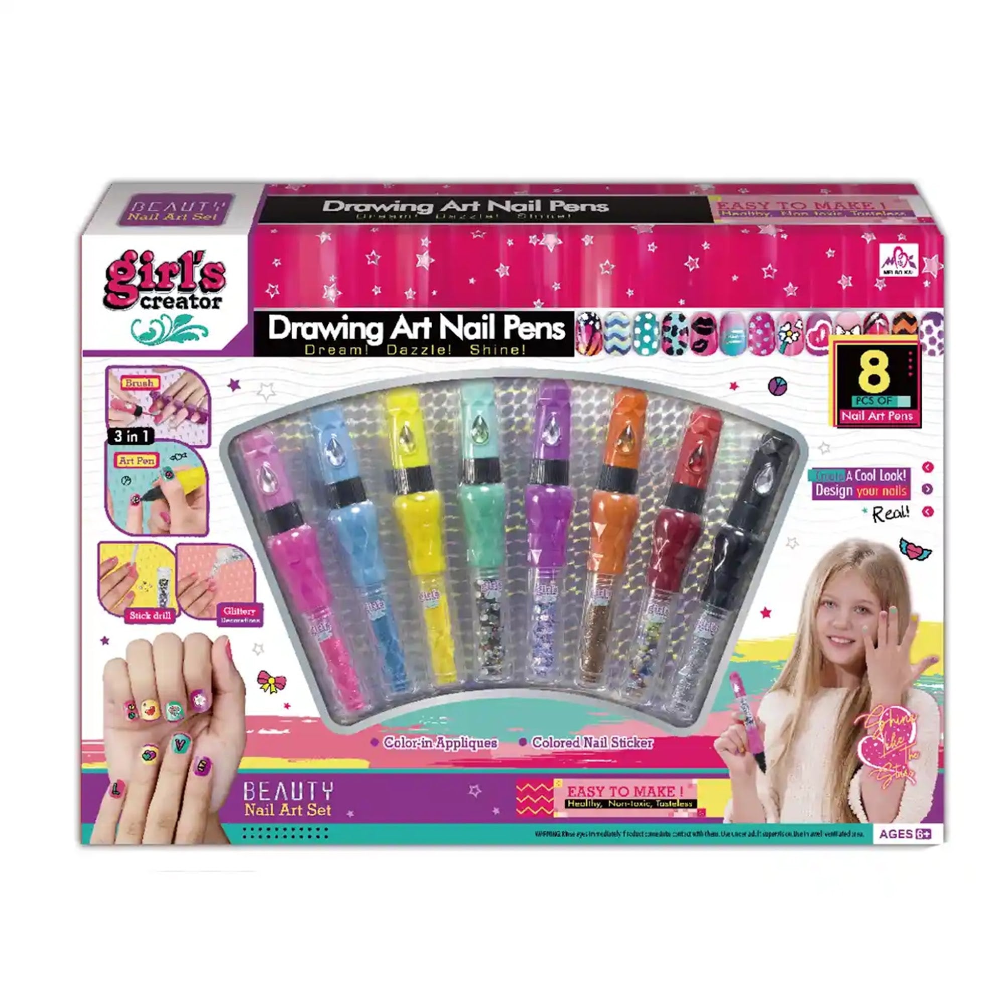 3 IN 1 NAIL ART  PEN SET  6YRS+