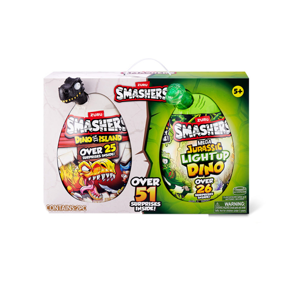 Smasher Mega Dino Combo 2pk [Dino Island + Jurassic Light Up Dino Egg] - Kiddy Zone