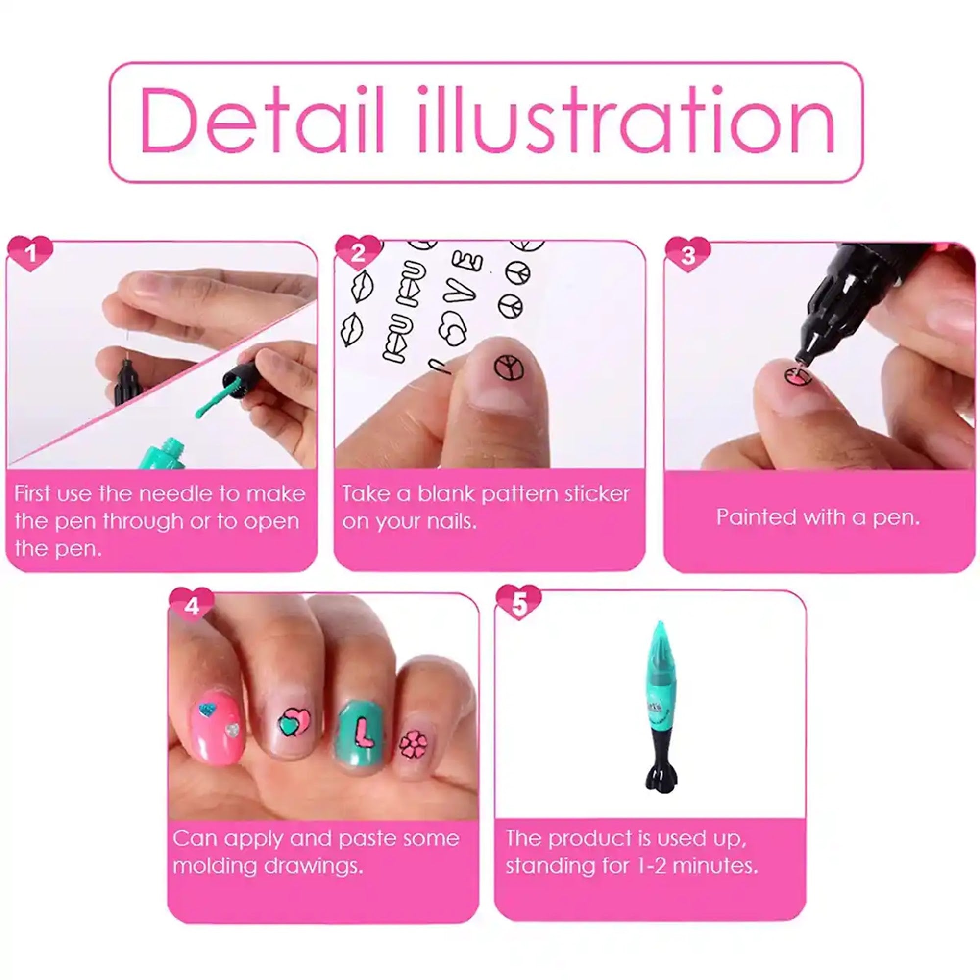 NAIL ART PEN SET 6YRS+ - Kiddy Zone