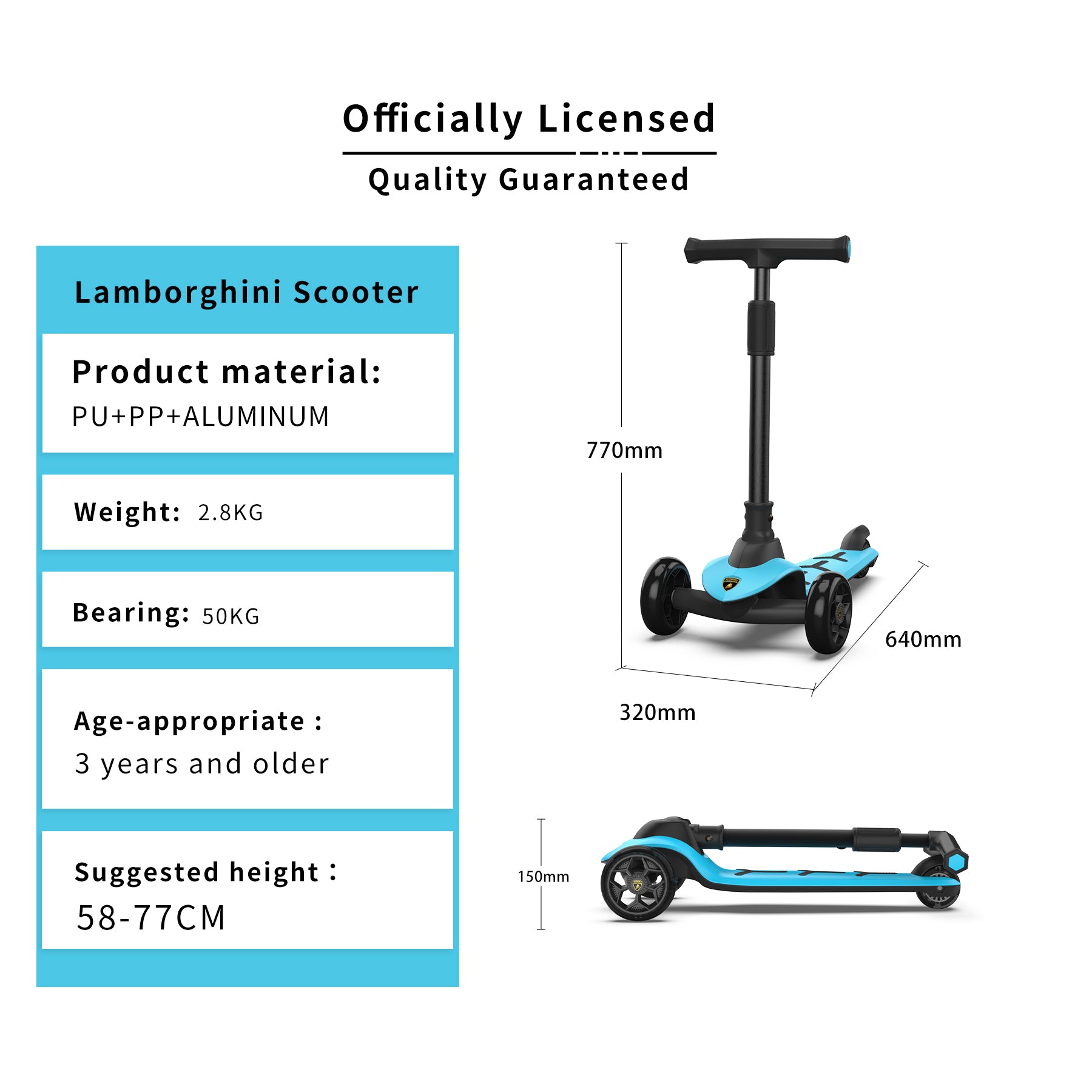 Lamborghini Scooter (Blue) - Kiddy Zone