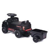 Shelby Ford F-150 Raptor Kids Foot-to-Floor Ride-On Truck with Trailer Black